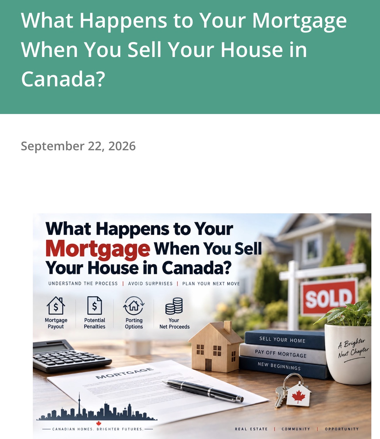 What Happens To Your Mortgage When You Sell Your House In Canada?